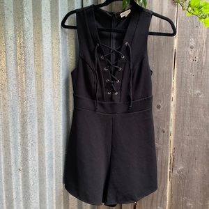 Black romper, lace up front